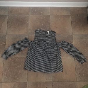 Size 6 H& M Cold Shoulder Gingham Blouse